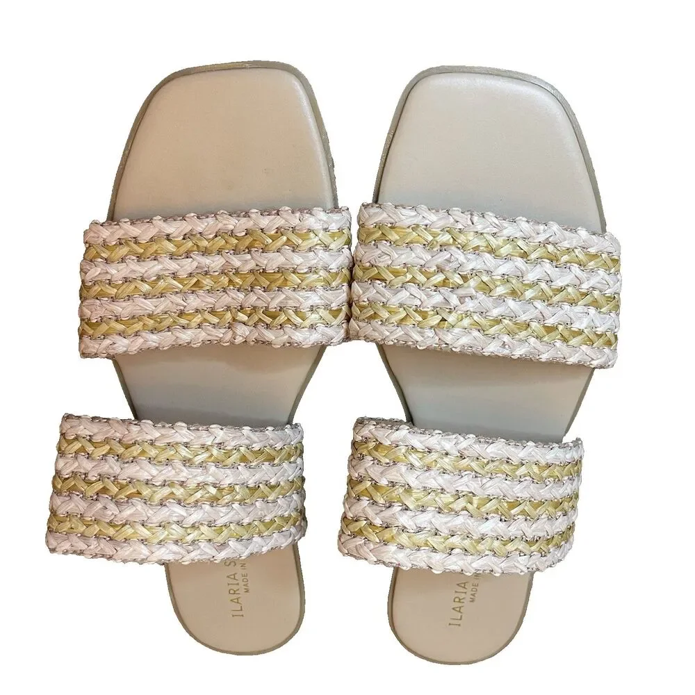 Ilaria Sartori Open Toe Braided Band Slides Size 9.5 Made In Italy Summer Beach - Picture 3 of 6